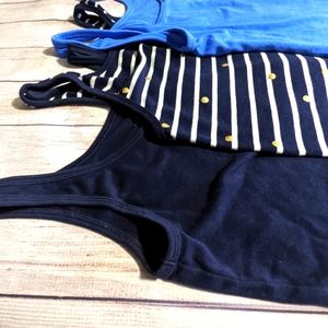A New Day Women's Classic Tank Bundle, Large (Navy, Navy Stripe, Blue)